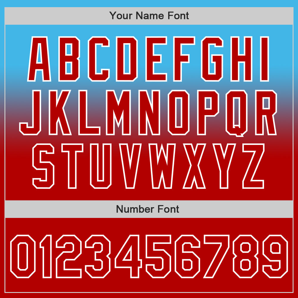 Custom Sky Blue Red-White Authentic Fade Fashion Baseball Jersey