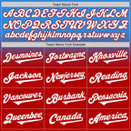 Custom Electric Blue White-Red Authentic Fade Fashion Baseball Jersey