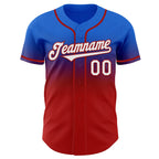 Custom Thunder Blue White-Red Authentic Fade Fashion Baseball Jersey