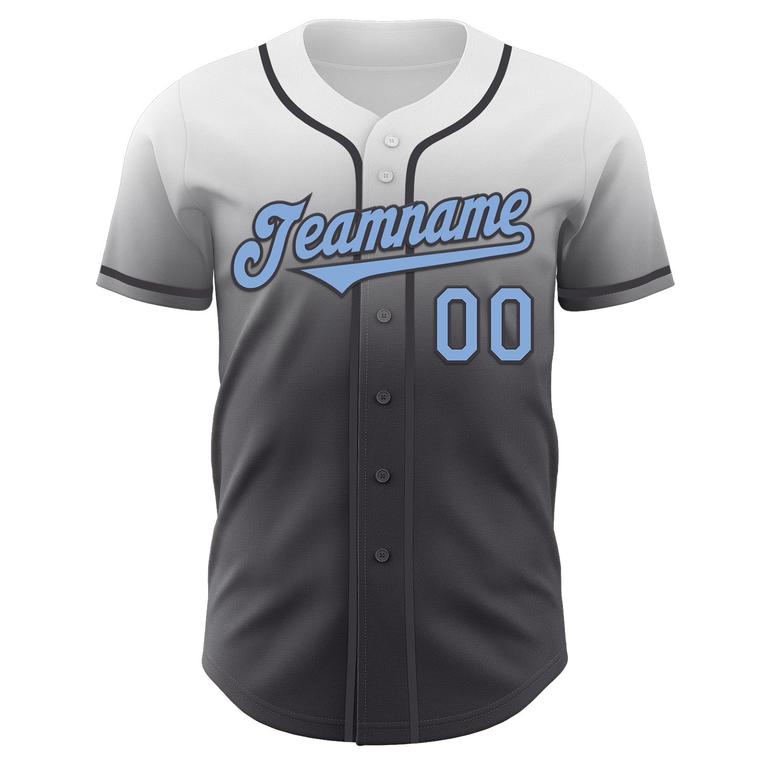 Custom White Light Blue-Steel Gray Authentic Fade Fashion Baseball Jersey