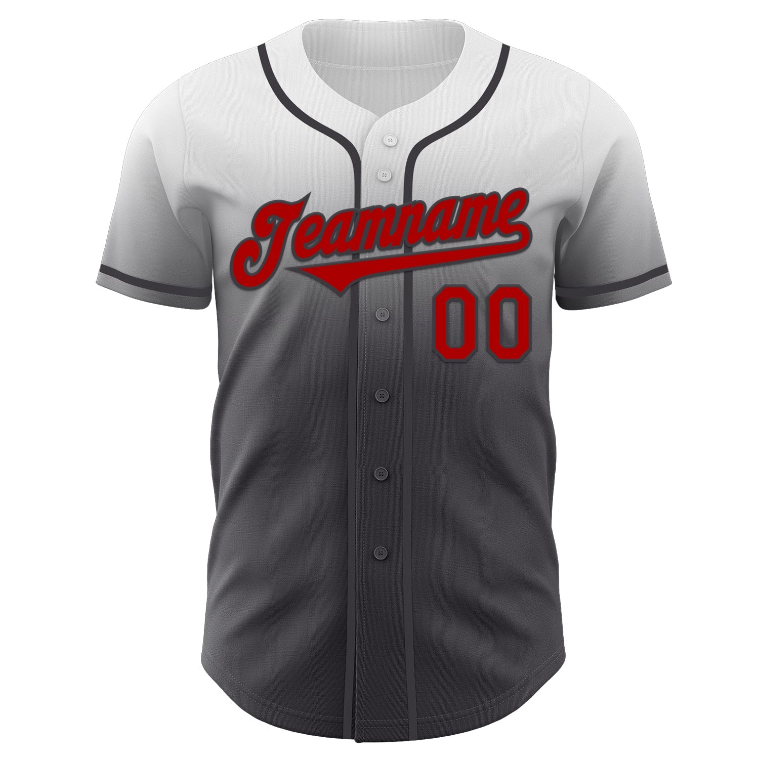 Custom White Red-Steel Gray Authentic Fade Fashion Baseball Jersey
