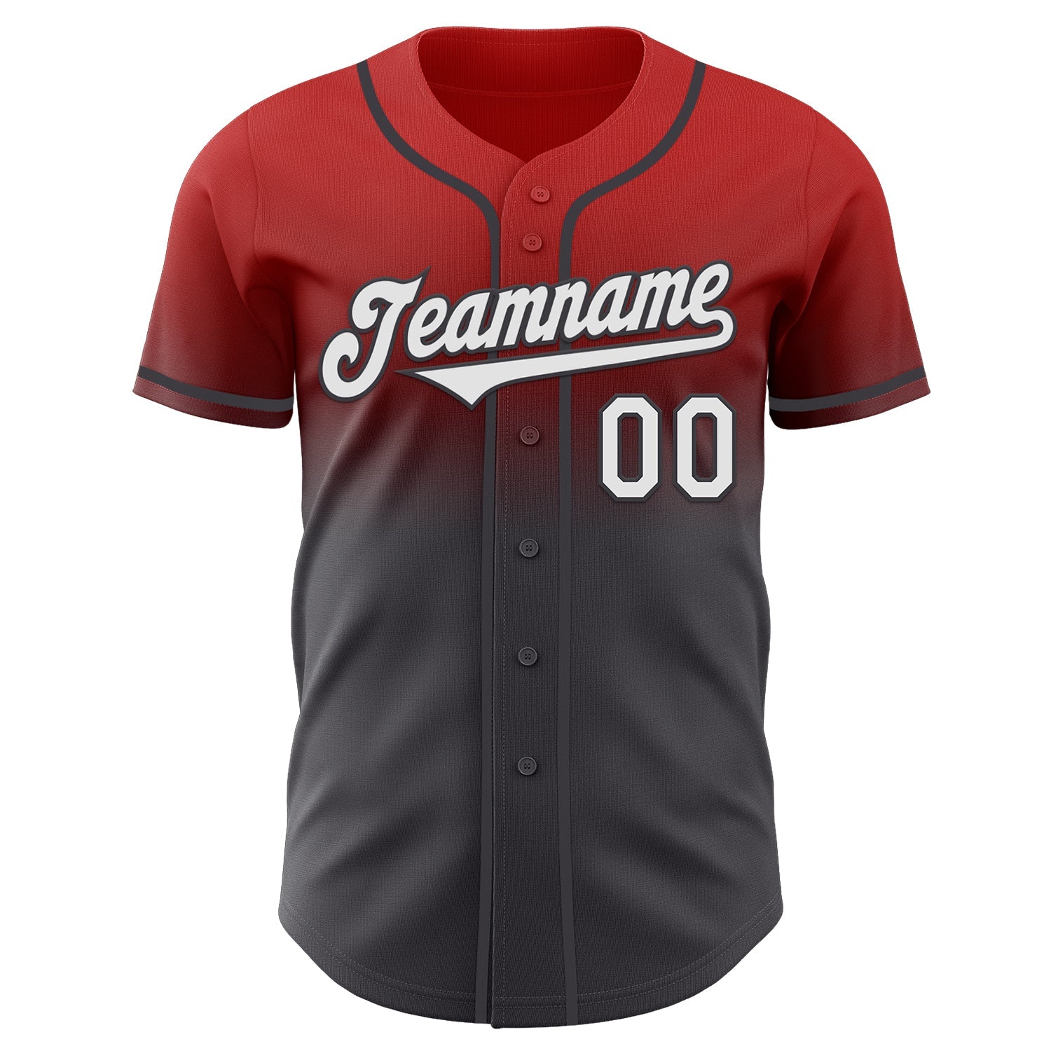Custom Red White-Steel Gray Authentic Fade Fashion Baseball Jersey