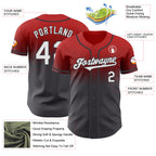 Custom Red White-Steel Gray Authentic Fade Fashion Baseball Jersey