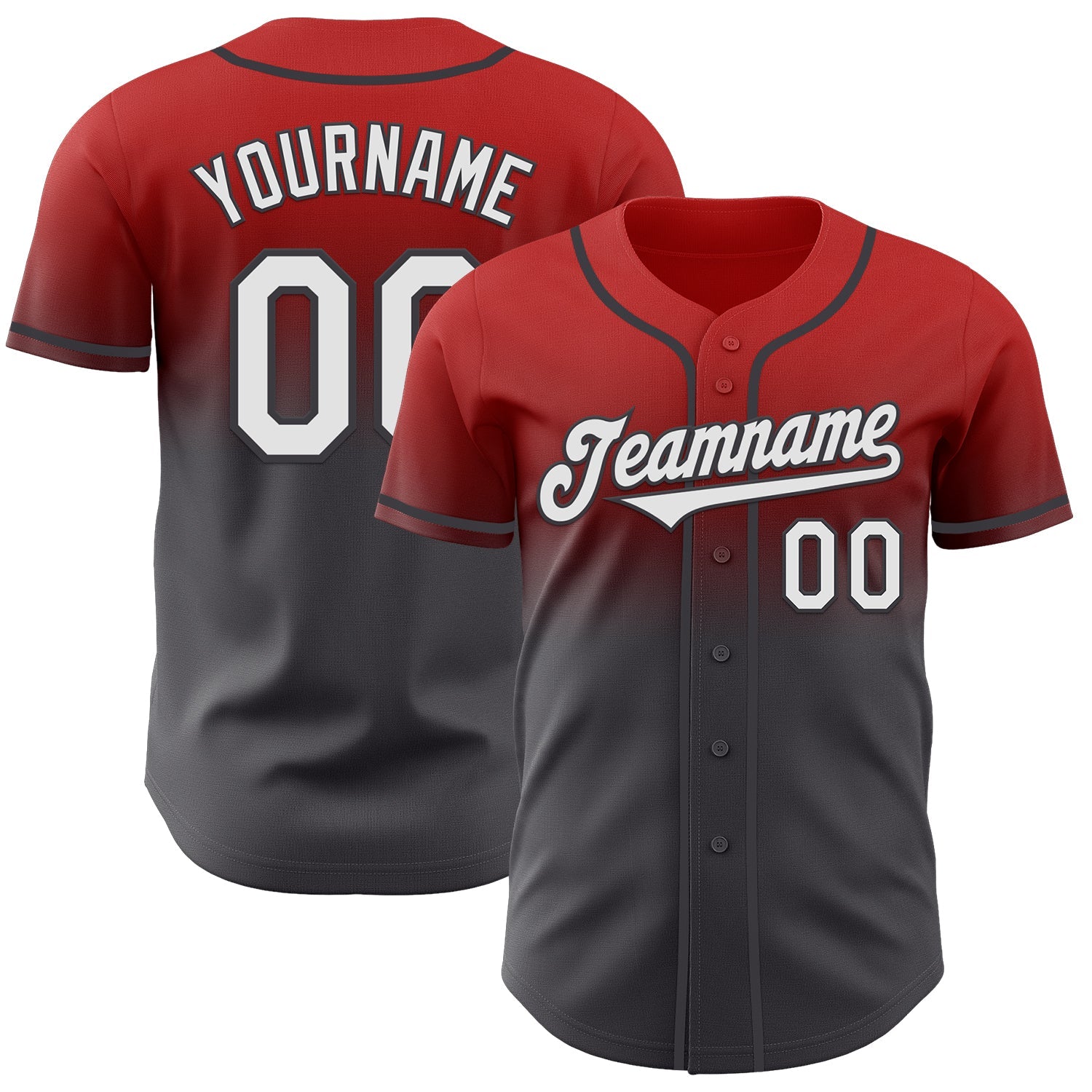 Custom Red White-Steel Gray Authentic Fade Fashion Baseball Jersey