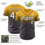 Custom Gold White-Steel Gray Authentic Fade Fashion Baseball Jersey