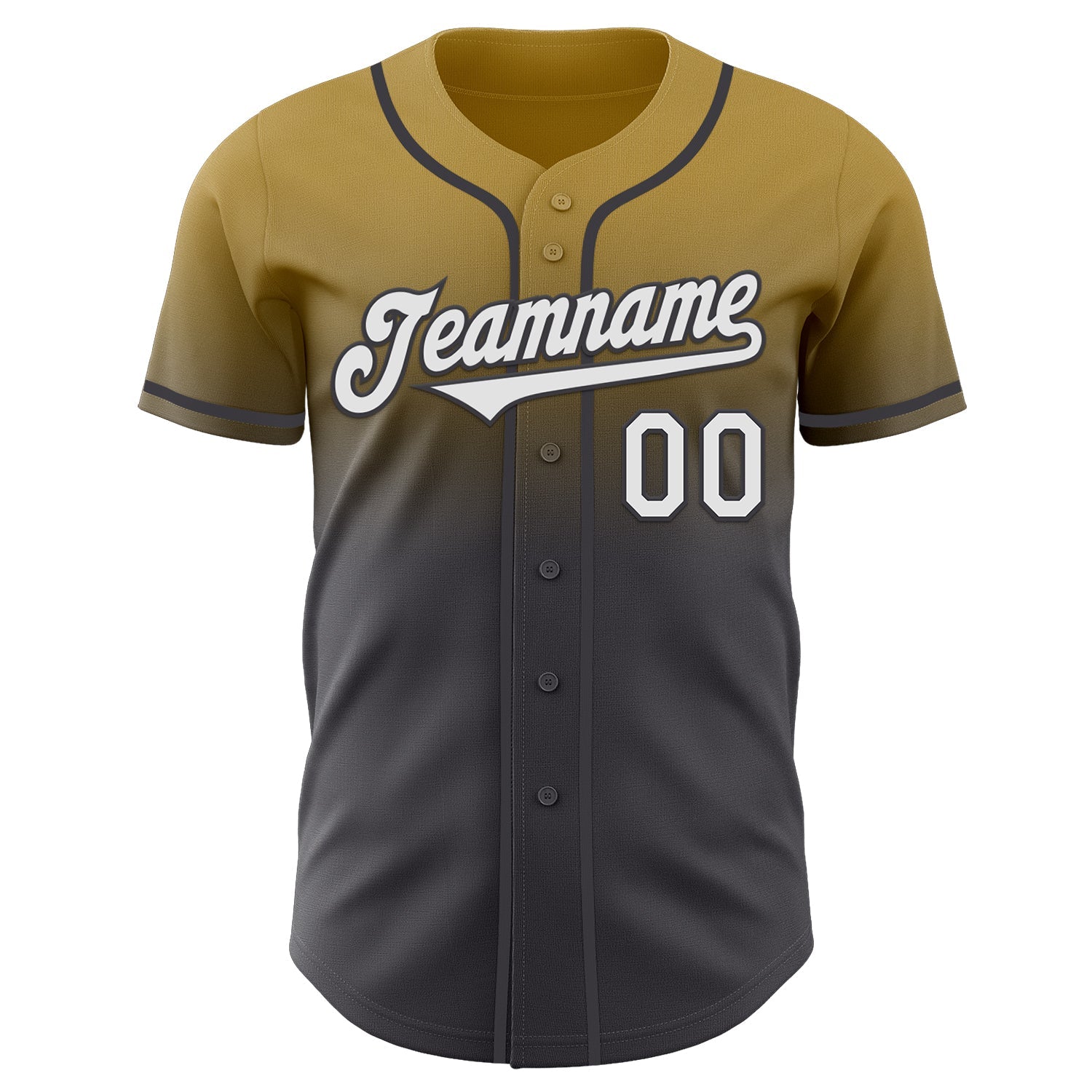 Custom Old Gold White-Steel Gray Authentic Fade Fashion Baseball Jersey