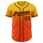 Custom Yellow Black-Orange Authentic Fade Fashion Baseball Jersey