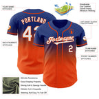 Custom Royal White-Orange Authentic Fade Fashion Baseball Jersey