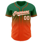 Custom Kelly Green White-Orange Authentic Fade Fashion Baseball Jersey