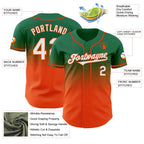 Custom Kelly Green White-Orange Authentic Fade Fashion Baseball Jersey