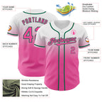 Custom White Pink-Kelly Green Authentic Fade Fashion Baseball Jersey