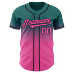 Custom Teal Pink-Black Authentic Fade Fashion Baseball Jersey