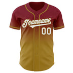 Custom Crimson White-Old Gold Authentic Fade Fashion Baseball Jersey