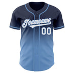 Custom Navy White-Light Blue Authentic Fade Fashion Baseball Jersey