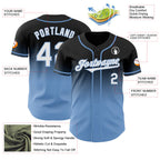 Custom Black White-Light Blue Authentic Fade Fashion Baseball Jersey