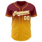 Custom Crimson White-Gold Authentic Fade Fashion Baseball Jersey