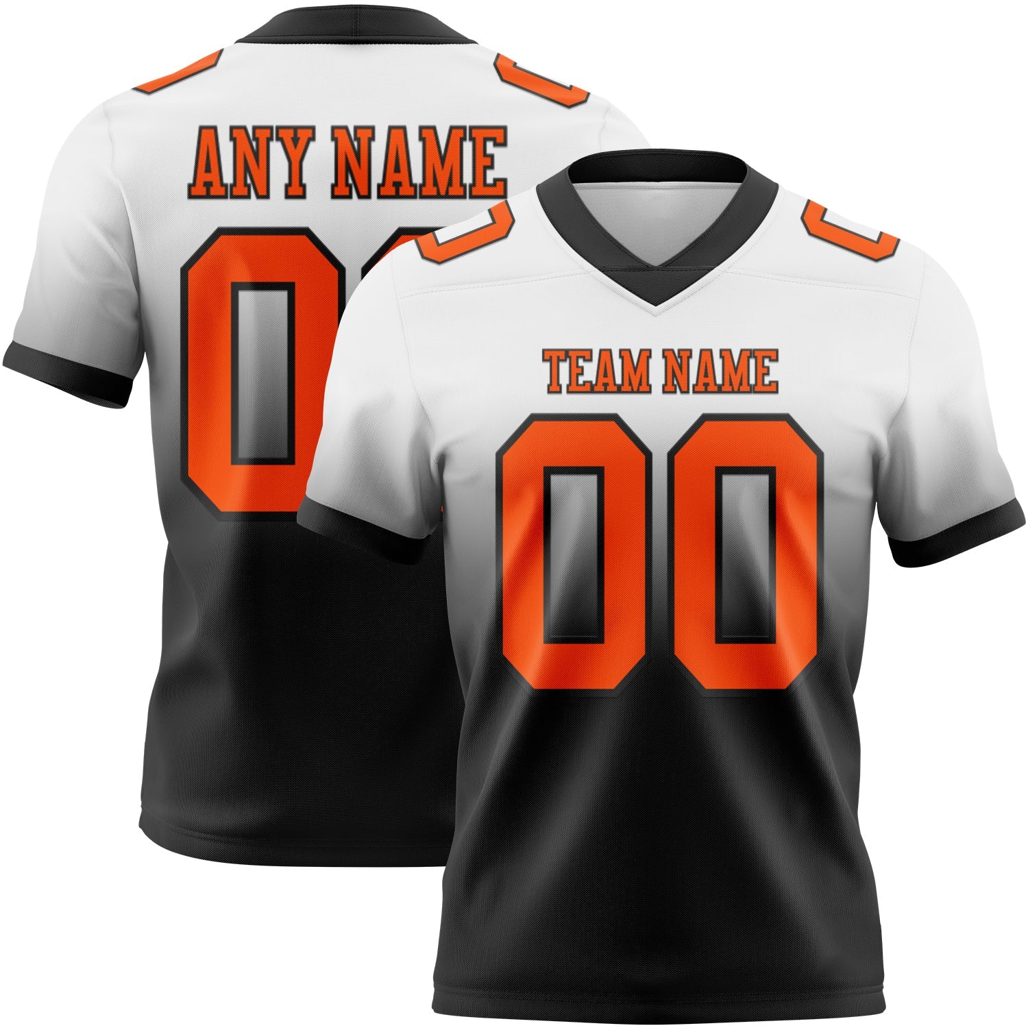 Custom White Orange-Black Authentic Fade Fashion Football Jersey