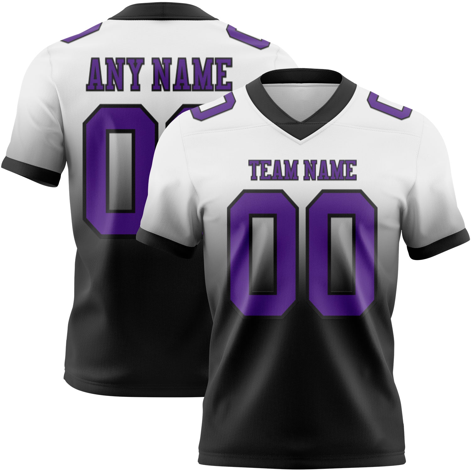 Custom White Purple-Black Authentic Fade Fashion Football Jersey