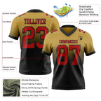 Custom Old Gold Red-Black Authentic Fade Fashion Football Jersey