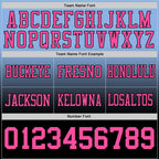 Custom Light Blue Pink-Black Authentic Fade Fashion Football Jersey