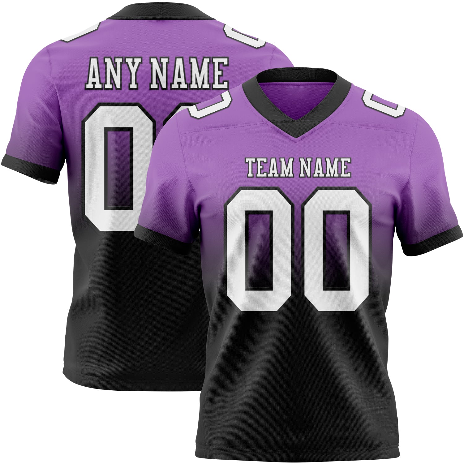 Custom Medium Purple White-Black Authentic Fade Fashion Football Jersey