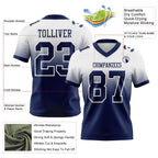 Custom White Navy Authentic Fade Fashion Football Jersey