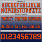 Custom Gray Orange-Navy Authentic Fade Fashion Football Jersey