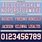 Custom Light Blue White Navy-Red Authentic Fade Fashion Football Jersey