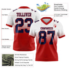 Custom White Navy-Red Authentic Fade Fashion Football Jersey