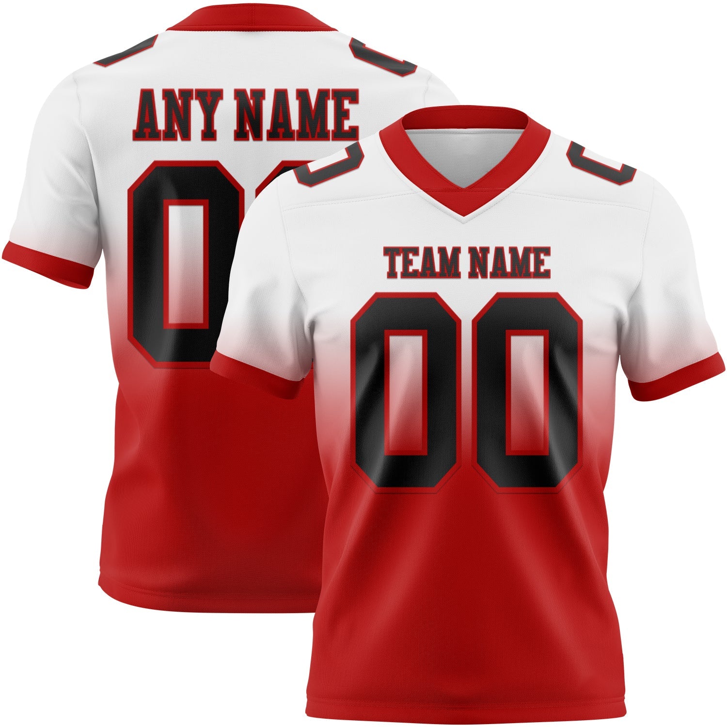 Custom White Black-Red Authentic Fade Fashion Football Jersey