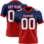 Custom Navy White-Red Authentic Fade Fashion Football Jersey