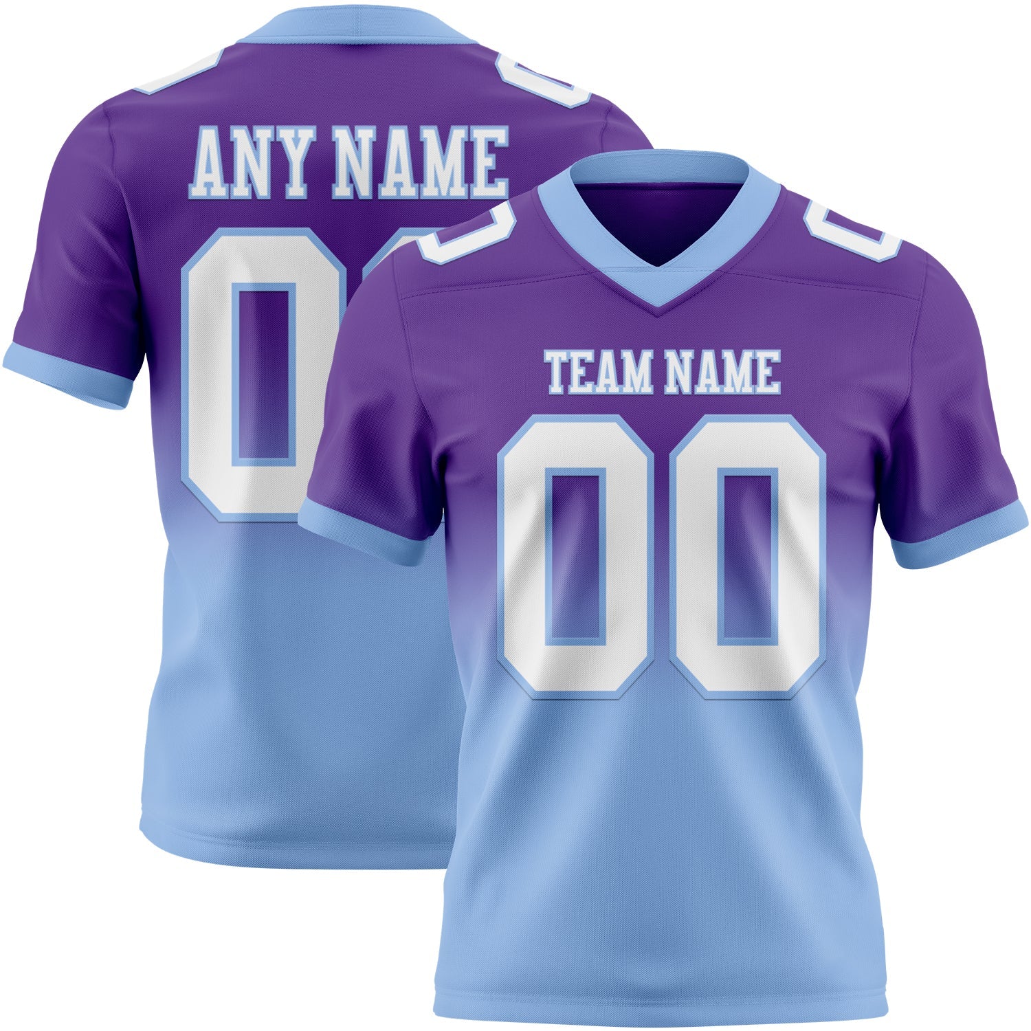 Custom Purple White-Light Blue Authentic Fade Fashion Football Jersey