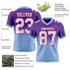 Custom Purple White Light Blue-Pink Authentic Fade Fashion Football Jersey