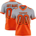Custom Gray Orange-Black Authentic Fade Fashion Football Jersey