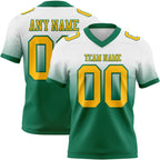 Custom White Gold-Kelly Green Authentic Fade Fashion Football Jersey