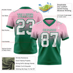Custom Light Pink White-Kelly Green Authentic Fade Fashion Football Jersey