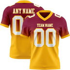 Custom Maroon White-Gold Authentic Fade Fashion Football Jersey