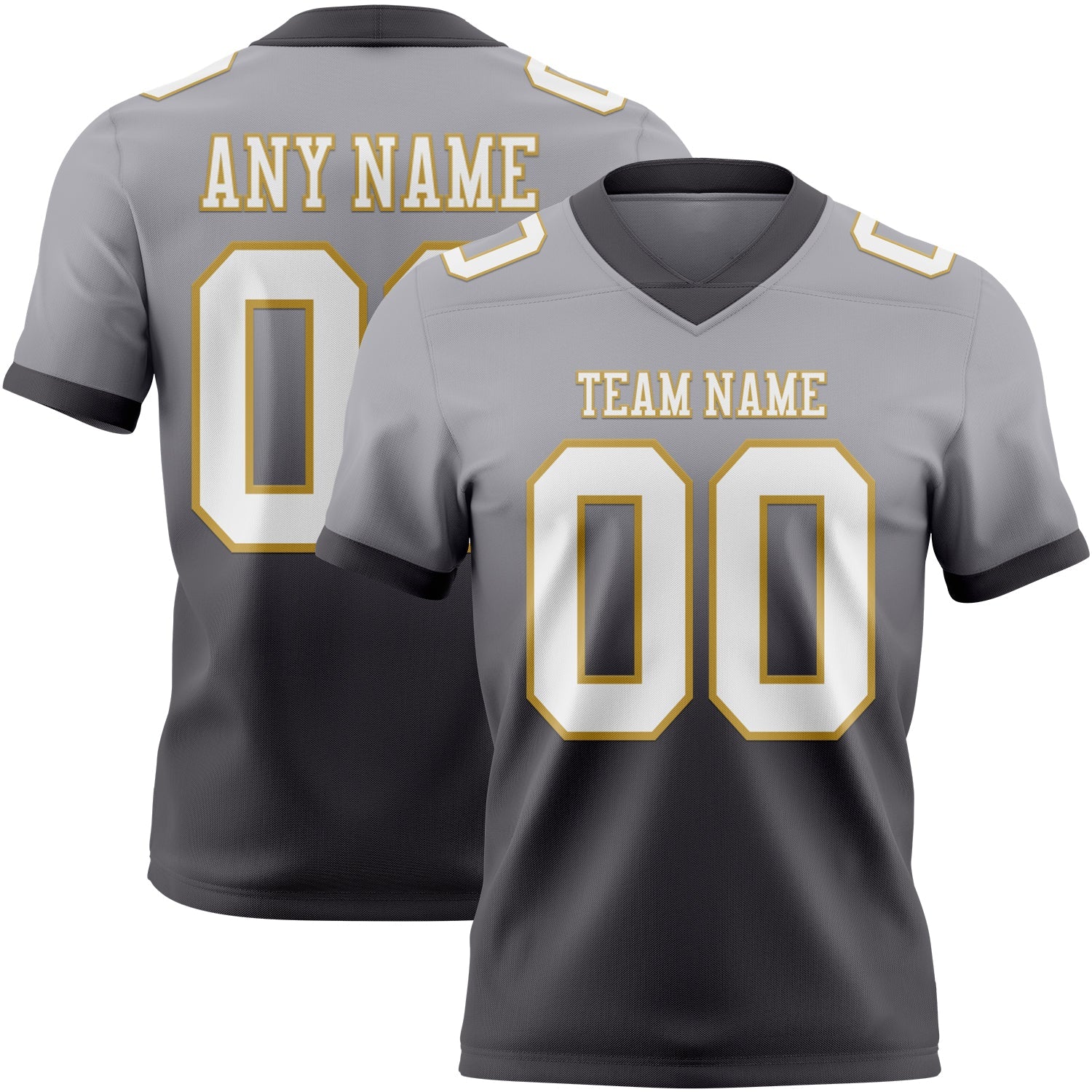 Custom Gray White Steel Gray-Old Gold Authentic Fade Fashion Football Jersey