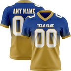 Custom Royal White-Old Gold Authentic Fade Fashion Football Jersey