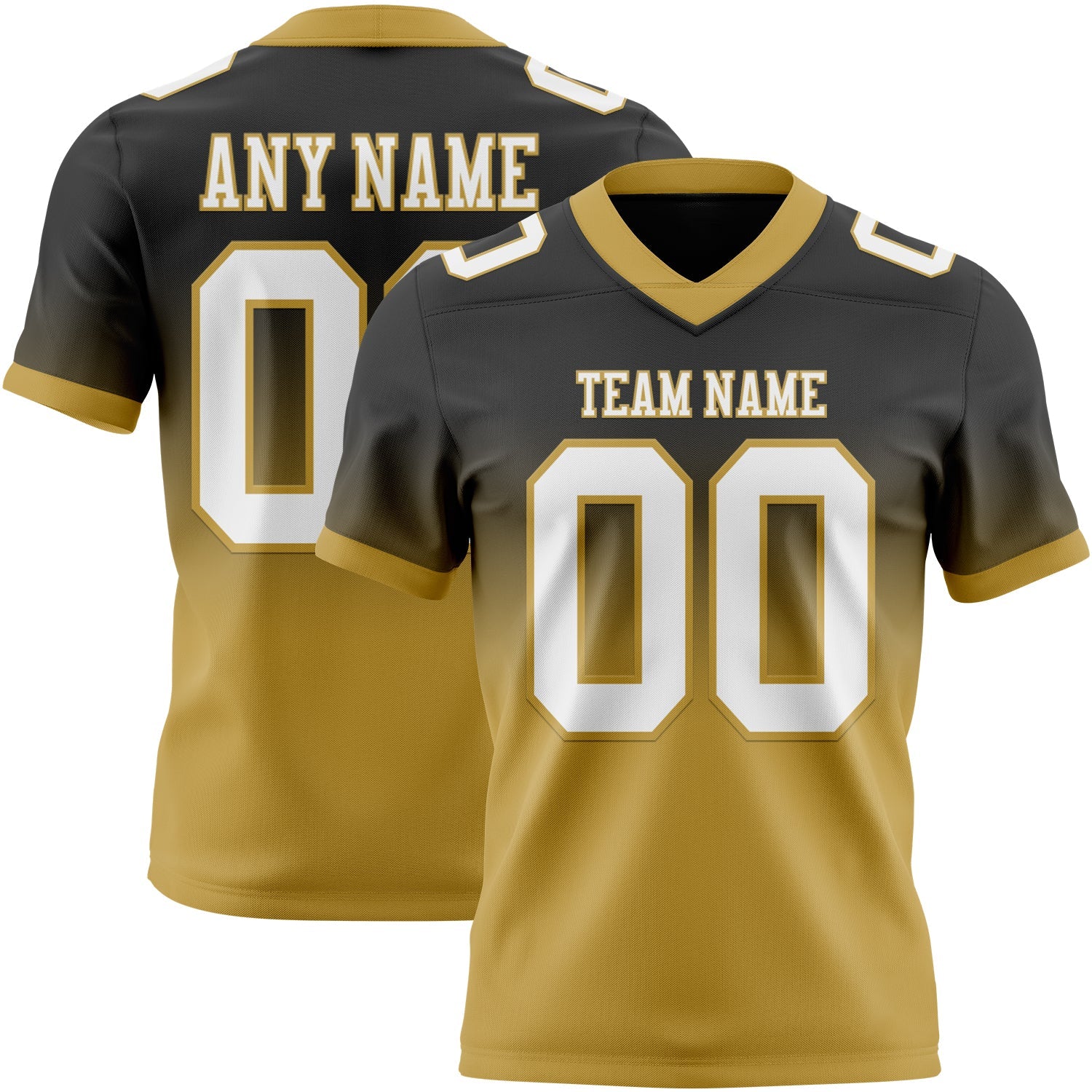 Custom Black White-Old Gold Authentic Fade Fashion Football Jersey