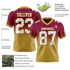 Custom Maroon White-Old Gold Authentic Fade Fashion Football Jersey