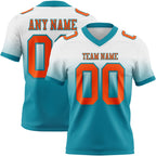 Custom White Orange-Teal Authentic Fade Fashion Football Jersey