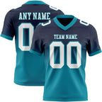 Custom Navy White-Teal Authentic Fade Fashion Football Jersey