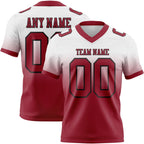 Custom White Cardinal-Black Authentic Fade Fashion Football Jersey