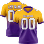 Custom Gold White-Purple Authentic Fade Fashion Football Jersey