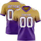 Custom Old Gold White-Purple Authentic Fade Fashion Football Jersey