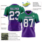 Custom Kelly Green White-Purple Authentic Fade Fashion Football Jersey