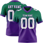 Custom Kelly Green White-Purple Authentic Fade Fashion Football Jersey