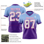 Custom Light Blue White Purple-Pink Authentic Fade Fashion Football Jersey