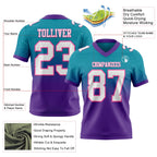 Custom Teal White Purple-Pink Authentic Fade Fashion Football Jersey
